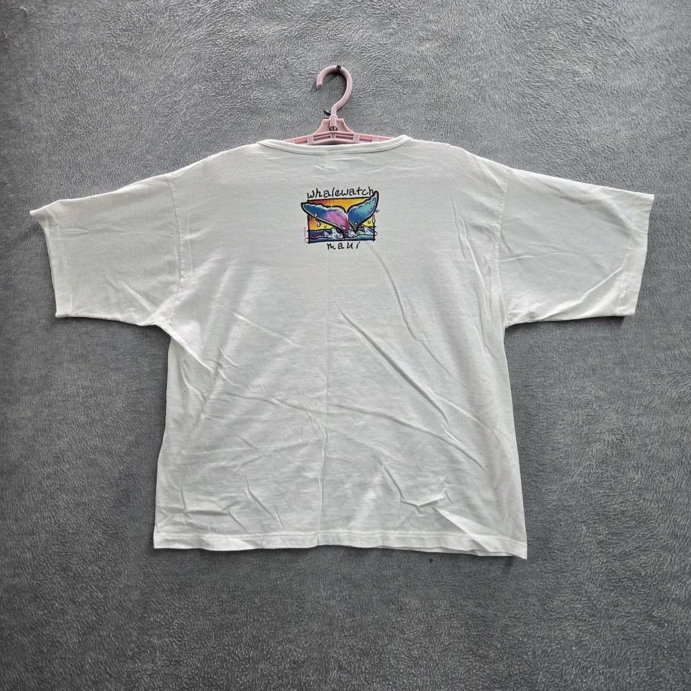VINTAGE Crazy Shirts Women Shirt OS Single Stitch Whale Watch Maui 90s USA